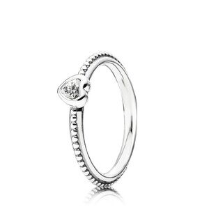 💛 Pandora 925 Silver One Love Heart CZ Stacking Ring